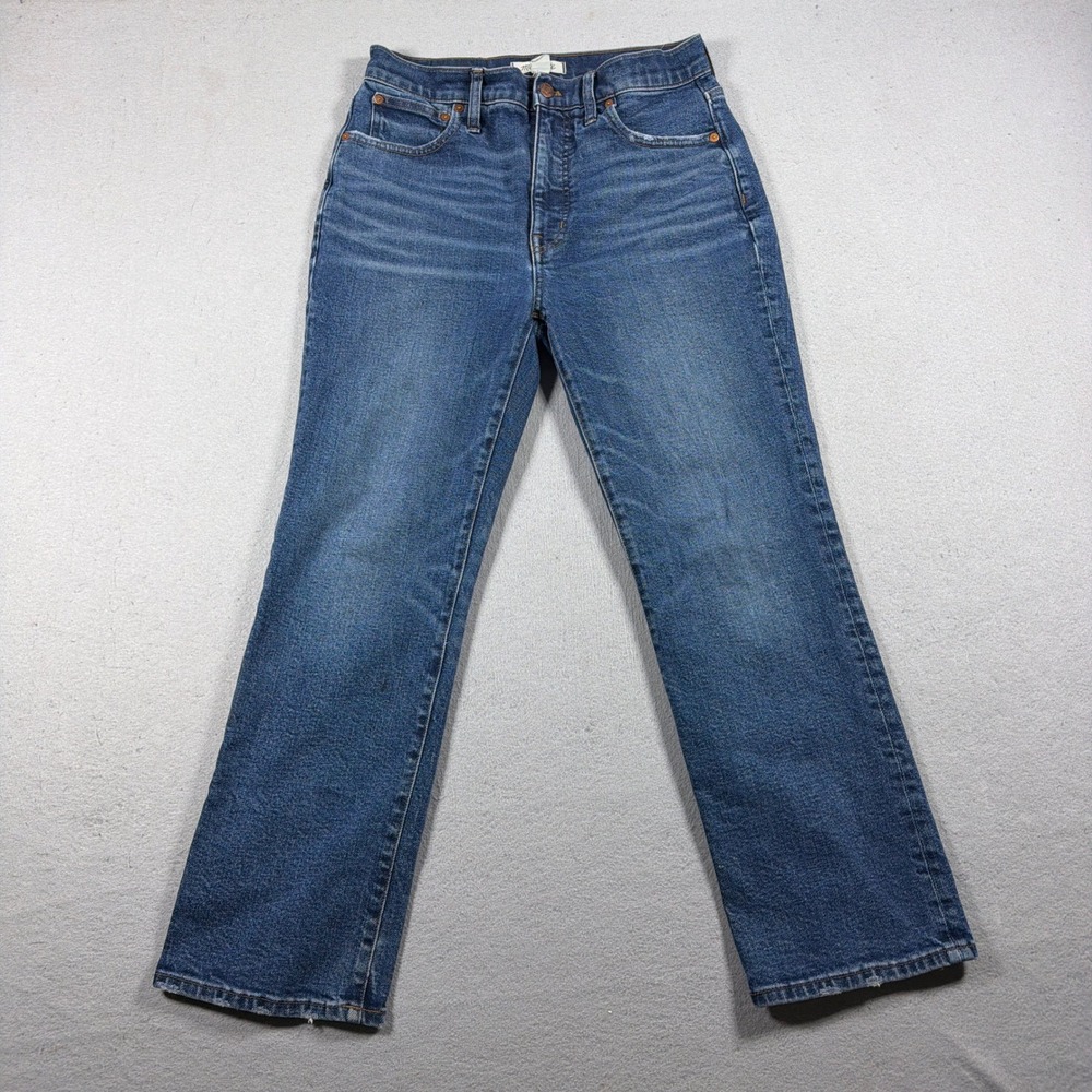 Madewell Slim Demi Boot Women 28 High Rise Stretch Blue Denim Jeans Minimalist - Picture 1 of 11